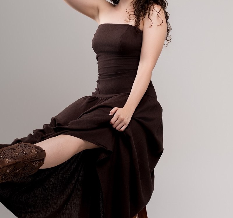 Vestido midi marrom estilo country